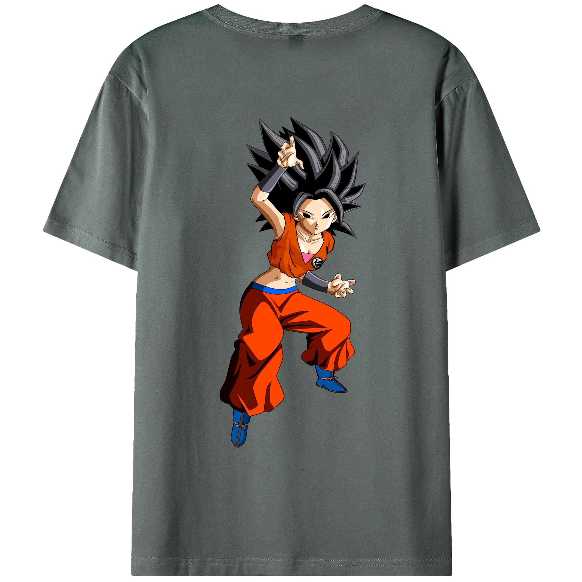 （画像用） ドラゴンボール カリフラ DRAGON BALL Caulifla 綿100％ メンズ半袖Tシャツ（バックプリント） 通気性
